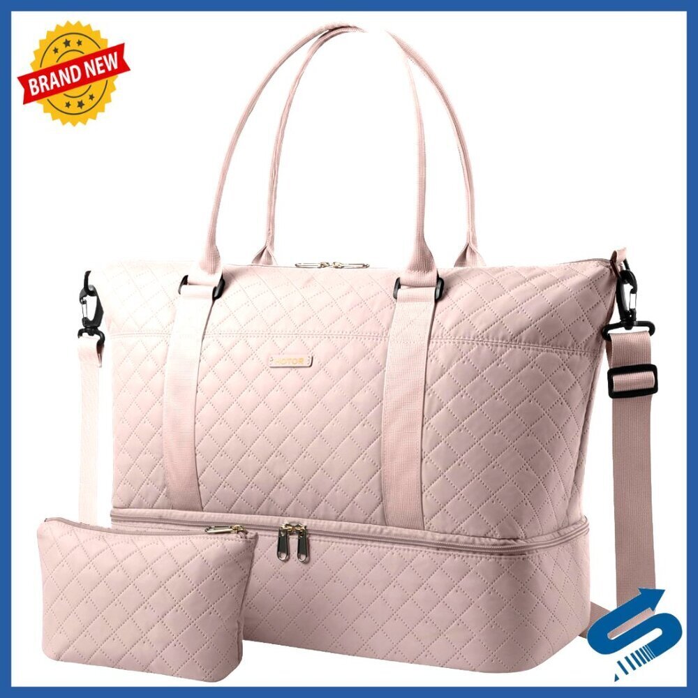Travel Duffel Bag with Shoe Compartment, Water-Resistant Weekender Carry-On